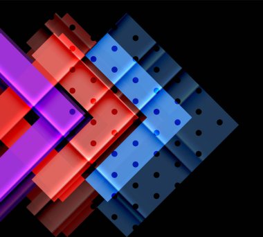 Renkli üçgenler ve oklar koyu arka plan üzerinde