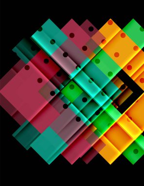 Renkli üçgenler ve oklar koyu arka plan üzerinde