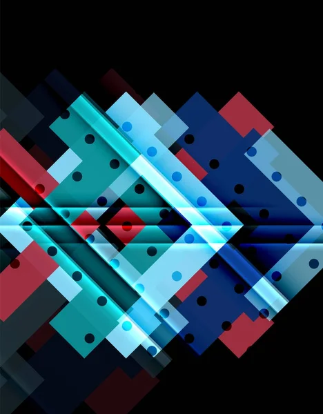 Färgglada trianglar och pilar på mörk bakgrund — Stock vektor