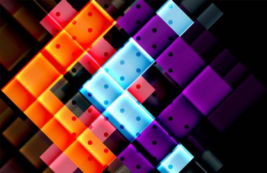 Renkli üçgenler ve oklar koyu arka plan üzerinde