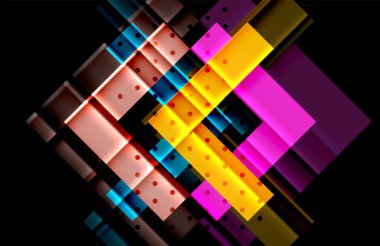 Renkli üçgenler ve oklar koyu arka plan üzerinde