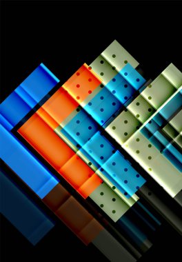 Renkli üçgenler ve oklar koyu arka plan üzerinde