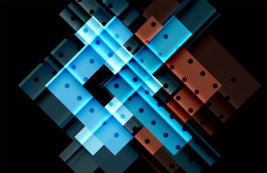 Renkli üçgenler ve oklar koyu arka plan üzerinde