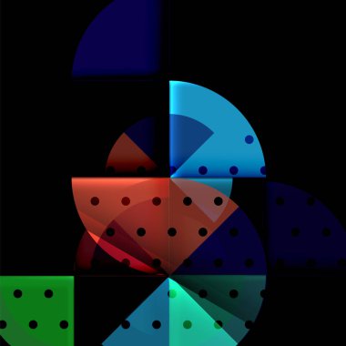 Siyah arka plan üzerine daire öğeleri