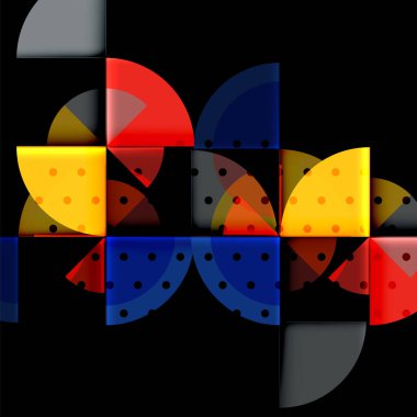 Siyah arka plan üzerine daire öğeleri