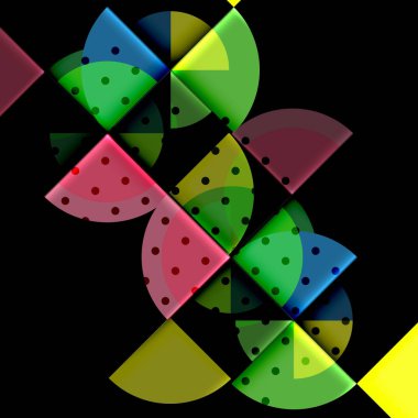 Siyah arka plan üzerine daire öğeleri