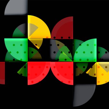 Siyah arka plan üzerine daire öğeleri