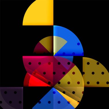 Siyah arka plan üzerine daire öğeleri