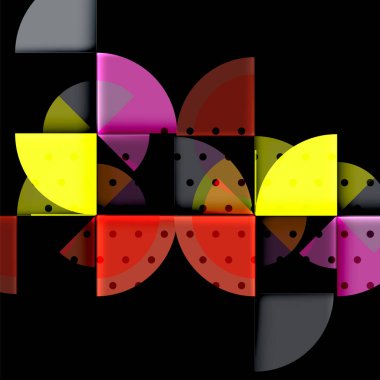 Siyah arka plan üzerine daire öğeleri