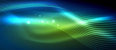 Soyut dalga koyu, parlak hareket üzerinde parlayan