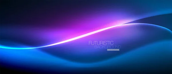 Neon brilhando onda, energia mágica e fundo movimento de luz —  Vetores de Stock