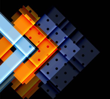 Renkli üçgenler ve oklar koyu arka plan üzerinde