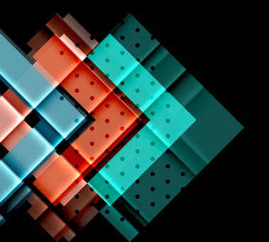 Renkli üçgenler ve oklar koyu arka plan üzerinde