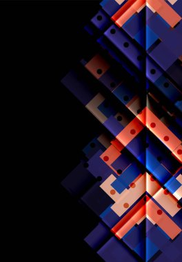 Renkli üçgenler ve oklar koyu arka plan üzerinde