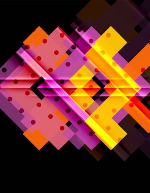 Renkli üçgenler ve oklar koyu arka plan üzerinde