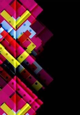 Renkli üçgenler ve oklar koyu arka plan üzerinde