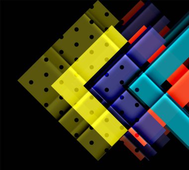 Renkli üçgenler ve oklar koyu arka plan üzerinde