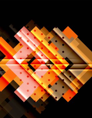 Renkli üçgenler ve oklar koyu arka plan üzerinde