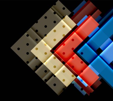 Renkli üçgenler ve oklar koyu arka plan üzerinde