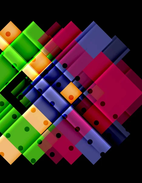 Triângulos coloridos e setas sobre fundo escuro — Vetor de Stock