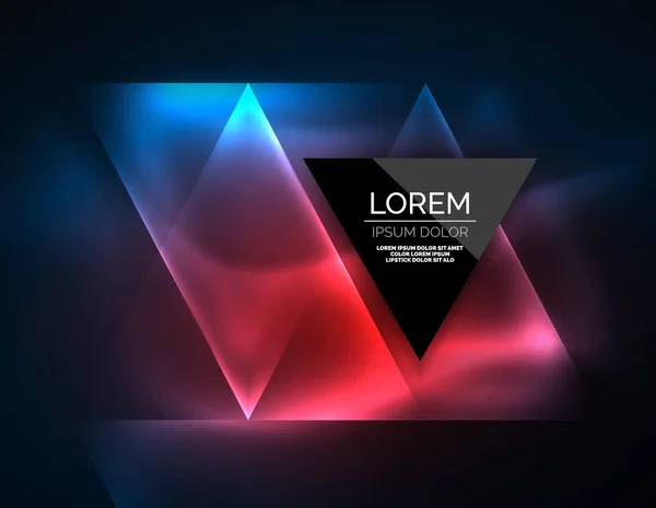 Kleur neon gloeiende driehoeken, abstract achtergrond — Stockvector
