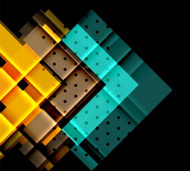 Renkli üçgenler ve oklar koyu arka plan üzerinde