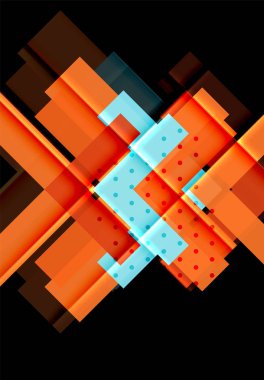 Renkli üçgenler ve oklar koyu arka plan üzerinde