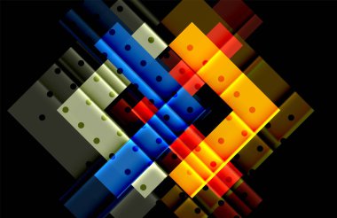 Renkli üçgenler ve oklar koyu arka plan üzerinde