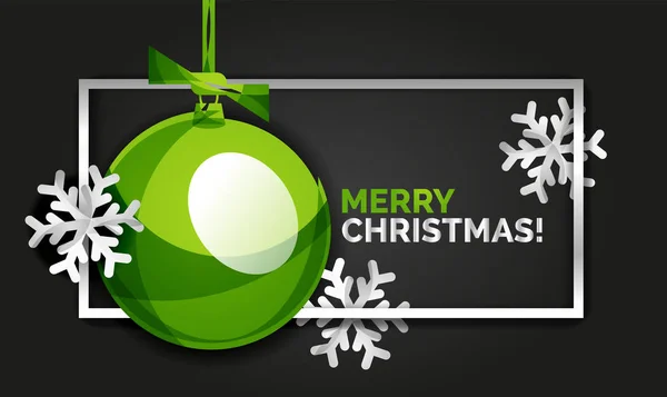 Carte bannière Noël et Nouvel An, boules de Noël, fond noir — Image vectorielle