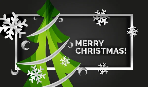 Vánoční stromky řezané papírové umění, moderní minimalistický design — Stockový vektor