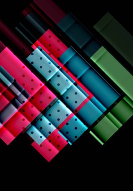 Renkli üçgenler ve oklar koyu arka plan üzerinde