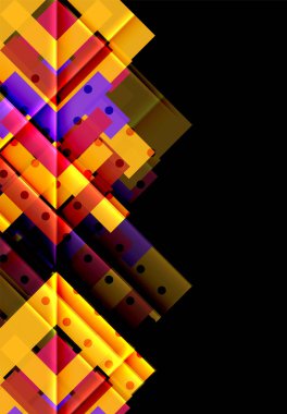 Renkli üçgenler ve oklar koyu arka plan üzerinde