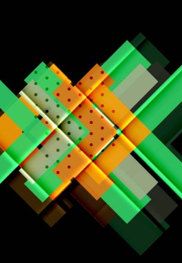 Renkli üçgenler ve oklar koyu arka plan üzerinde