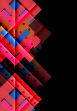 Renkli üçgenler ve oklar koyu arka plan üzerinde