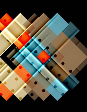 Renkli üçgenler ve oklar koyu arka plan üzerinde