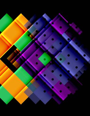 Renkli üçgenler ve oklar koyu arka plan üzerinde