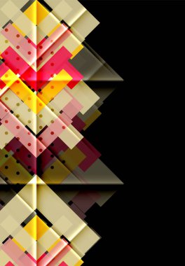 Renkli üçgenler ve oklar koyu arka plan üzerinde