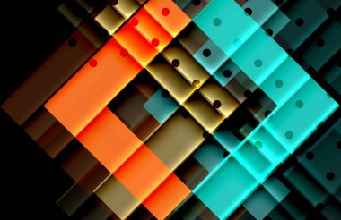 Renkli üçgenler ve oklar koyu arka plan üzerinde