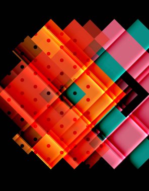 Renkli üçgenler ve oklar koyu arka plan üzerinde