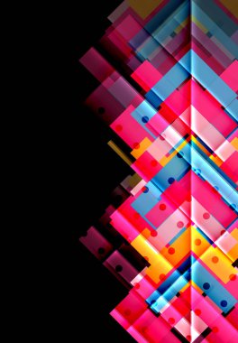 Renkli üçgenler ve oklar koyu arka plan üzerinde