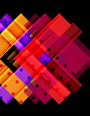 Renkli üçgenler ve oklar koyu arka plan üzerinde