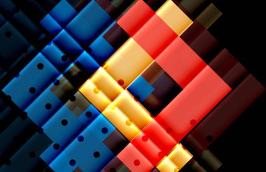 Renkli üçgenler ve oklar koyu arka plan üzerinde