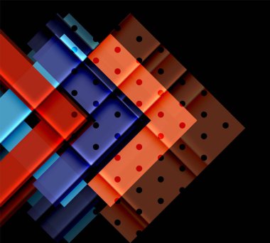 Renkli üçgenler ve oklar koyu arka plan üzerinde