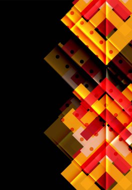 Renkli üçgenler ve oklar koyu arka plan üzerinde