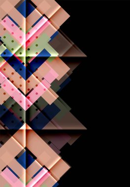 Renkli üçgenler ve oklar koyu arka plan üzerinde