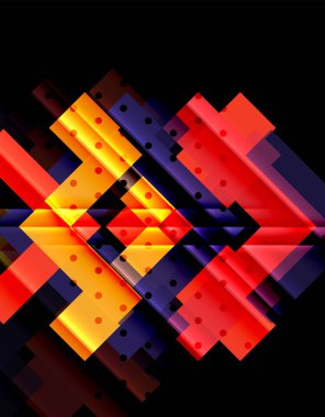 Renkli üçgenler ve oklar koyu arka plan üzerinde