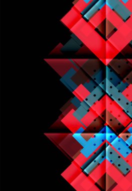 Renkli üçgenler ve oklar koyu arka plan üzerinde