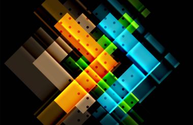 Renkli üçgenler ve oklar koyu arka plan üzerinde