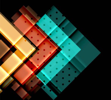 Renkli üçgenler ve oklar koyu arka plan üzerinde