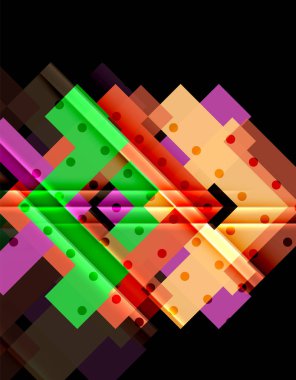 Renkli üçgenler ve oklar koyu arka plan üzerinde